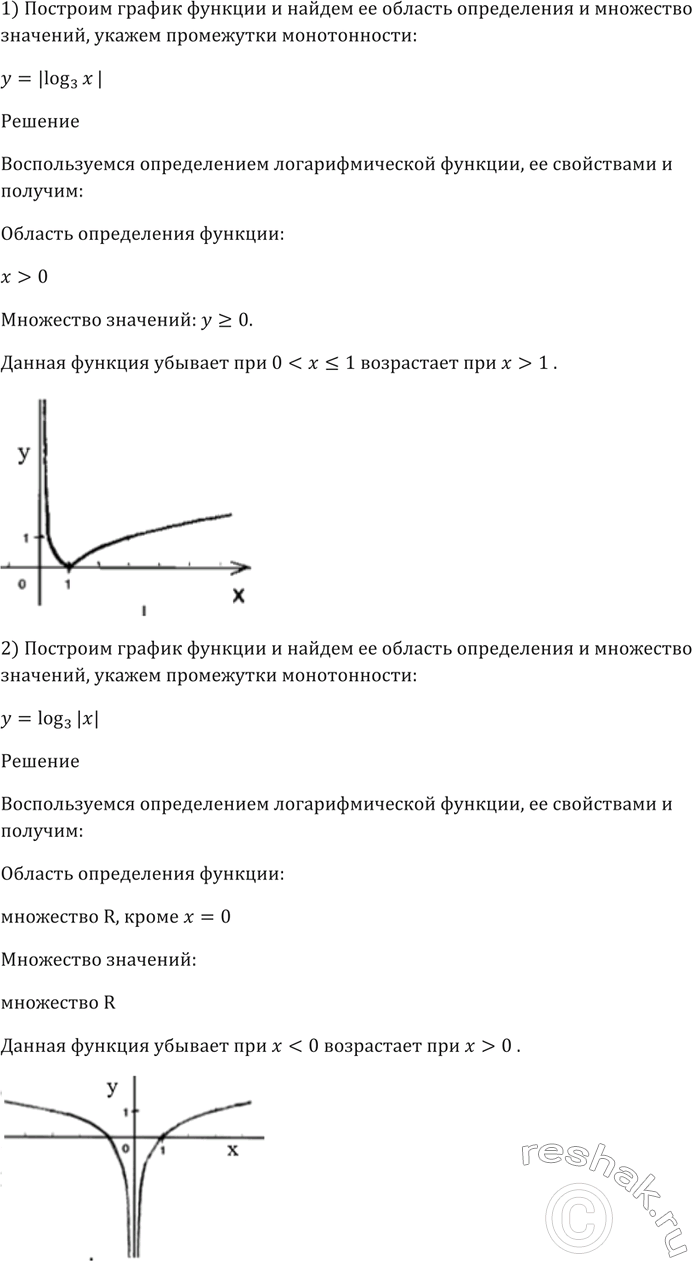 Изображение 334 Построить график функции, найти её область определения и множество значений, указать...