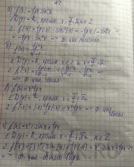 Изображение a) f(x) = tgx sin2 x; б) f(x) = tg2x/x2-1' в) f(x) = x5 tg x; г) f(x) = x2 + sinx + tg...