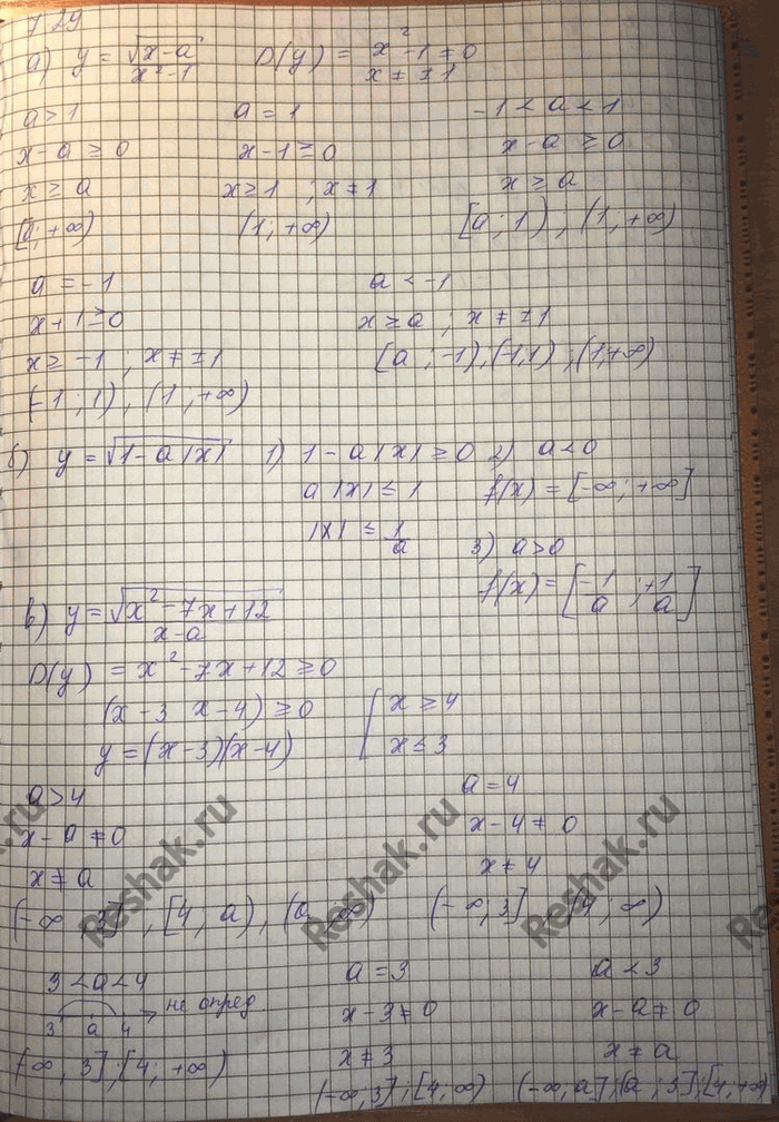 Изображение Найдите область определения функции, учитывая все возможные значения параметра...