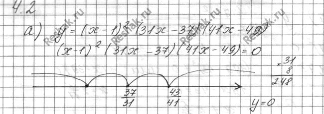 Изображение а) Отметьте на числовой прямой нули функции у = (x - 1 2(31х - 37 (41x - 49);  б) определите промежутки...