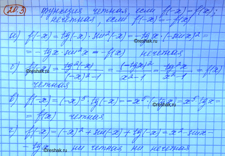 Изображение a) f(x) = tgx sin2 x; б) f(x) = tg2x/x2-1' в) f(x) = x5 tg x; г) f(x) = x2 + sinx + tg...