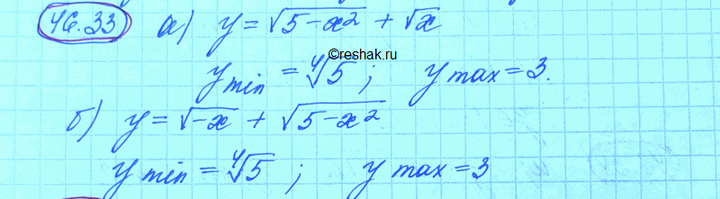 Изображение Найдите наибольшее значение функции: a) у = корень(5 - х2) + корень х;  б) у = корень(-х) + корень(5 -...