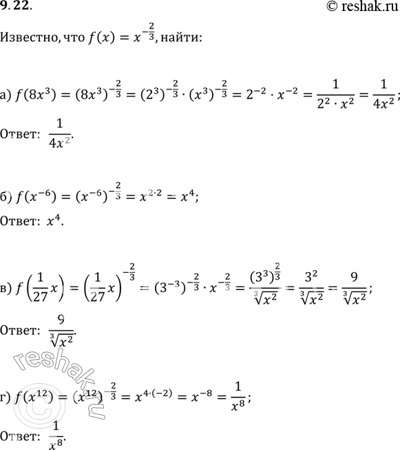 Изображение 9.22.	Известно, что f(x) = X 2/3. Найдите:...