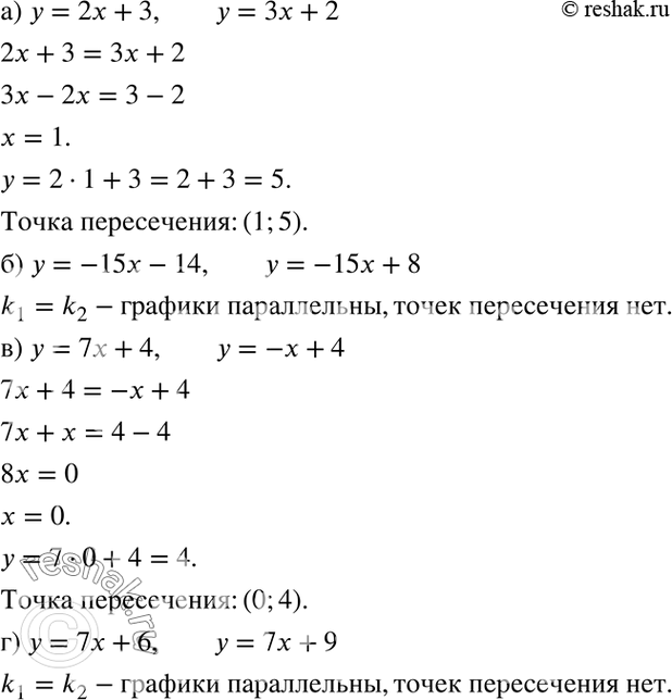 Изображение Найдите координаты точки пересечения заданных прямых; если это невозможно, объясните...