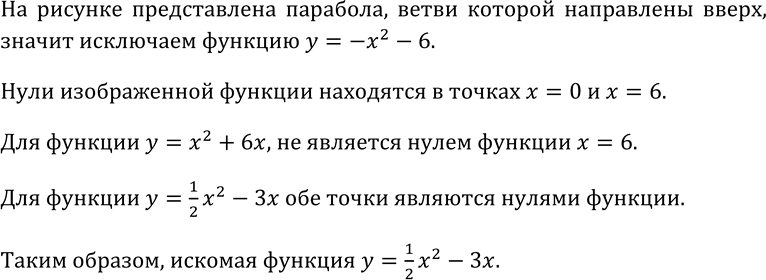 Изображение 128. Выясните, график какой из функций у = х2 + 6х, у = 1x2/2 - 3х, у = -х2 - 6 изображён на рисунке...