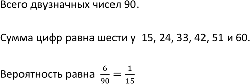 Изображение 800. Ученик записал в тетради произвольное двузначное число. Какова вероятность того, что сумма цифр этого числа окажется равной...