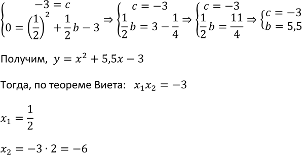 Изображение 965. При каких значениях b и с парабола у = х2 + bх + с пересекает оси координат в точках (0; -3) и (1/2; 0)? В какой ещё точке эта парабола пересекает ось...