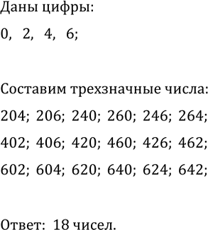 Изображение 720. Используя цифры 0, 2, 4, 6, составьте все возможные трёхзначные числа, в которых цифры не...