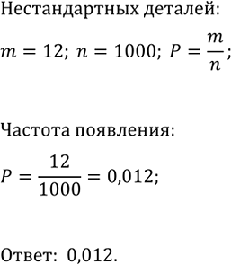 Изображение 787. В партии из 1000 деталей отдел технического контроля обнаружил 12 нестандартных деталей. Какова относительная частота появления нестандартных...