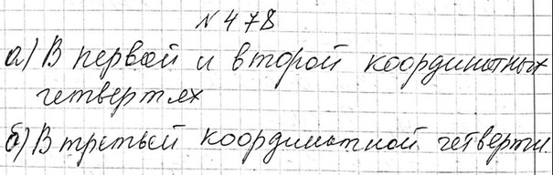 Изображение 478. В каких координатных четвертях нет ни одной точки графика функции:  а) у = -3,5x2 - 2,6;  б) у= х2- 12x +...