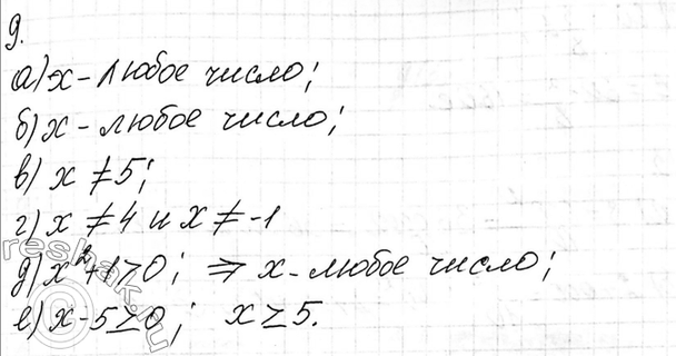 Изображение 9 Найдите область определения функции, заданной формулой:  а) y = 4х — 8;		  б) y = x2 - 5x + 1;   в) у =...