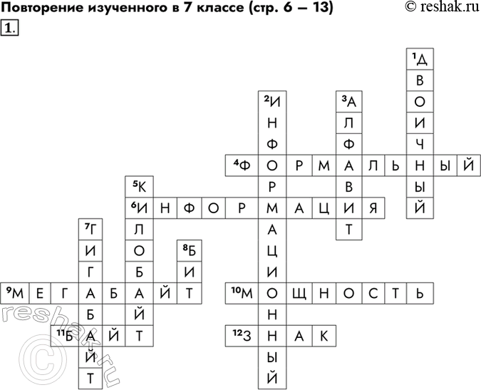 Изображение 1. Разгадайте кроссворд «Информация и информационные процессы». По горизонтали. 4. Языки,...
