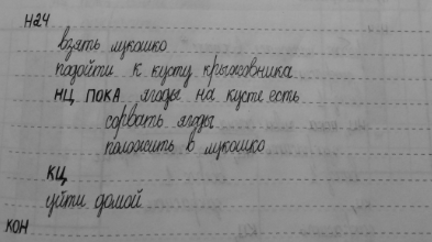 Изображение 149. Запишите на алгоритмическом языке алгоритм, представленный блок-схемой.    алг. По ягоды ...