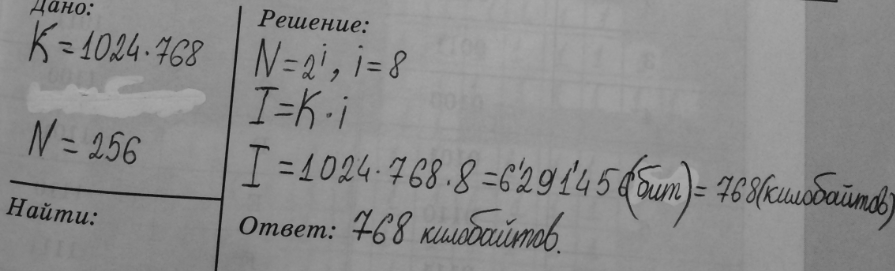Изображение 72.	Вычислите необходимый объём видеопамяти для графического режима, если разрешение экрана...