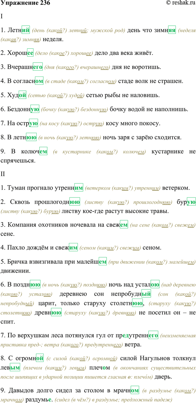 Изображение 236. Спишите. К именам прилагательным ставьте в скобках вопрос, на который они отвечают....