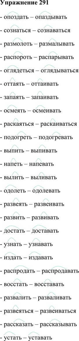 Изображение 291. Образуйте от данных глаголов совершенного вида глаголы несовершенного вида при помощи...