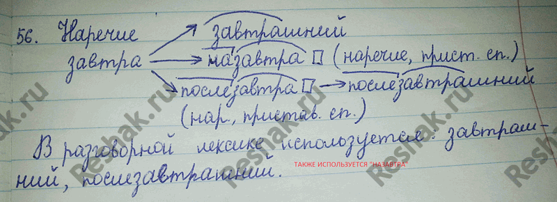 Изображение 56. В словообразовательном словарике найдите гнездо с исходным словом завтра. Сколько в...
