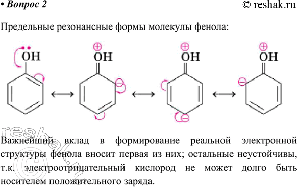 Изображение 2. Изобразите предельные резонансные формы молекулы фенола. Объясните, почему вклад...