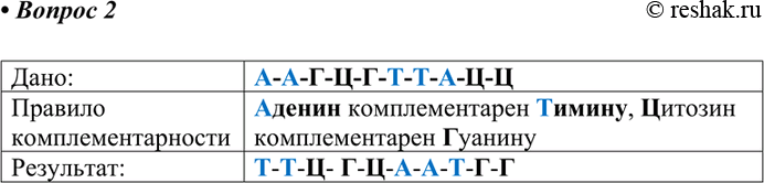 Изображение 2 Используя принцип комплементарности, запишите буквенное обозначение второй половинки фрагмента двойной спирали...