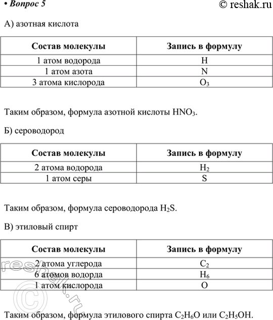 Изображение 5. Запишите формулы следующих веществ:  а) азотной кислоты, если известно, что в состав её...