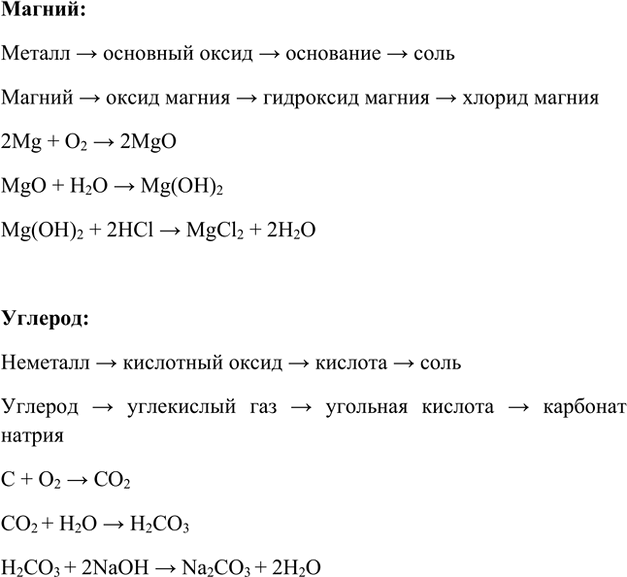 Изображение 5. Рассмотрите генетическую связь между классами неорганических веществ на примере магния и...
