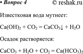 Изображение 4. Известковая вода в присутствии углекислого газа сначала мутнеет, а при дальнейшем...