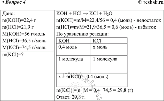 Изображение 4. К раствору, содержащему 22,4 г гидроксида калия, прибавили раствор, содержащий 21,9 г...