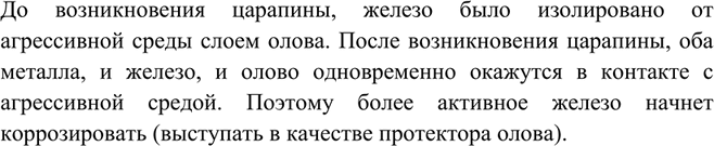 Изображение Лужёное железо, покрытое защитной оловянной плёнкой, поцарапали. Что будет происходить с...