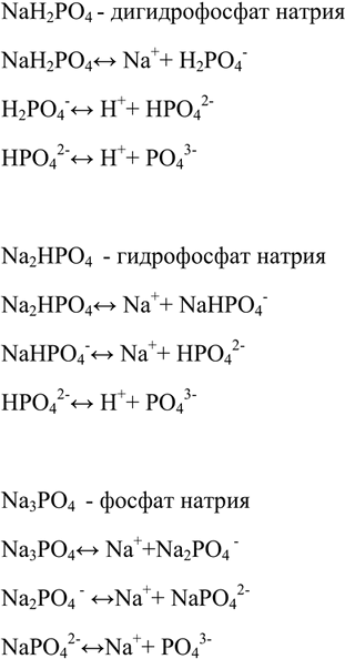 Изображение Напишите формулы трёх видов солей натрия и фосфорной кислоты, назовите их и запишите уравнения их...