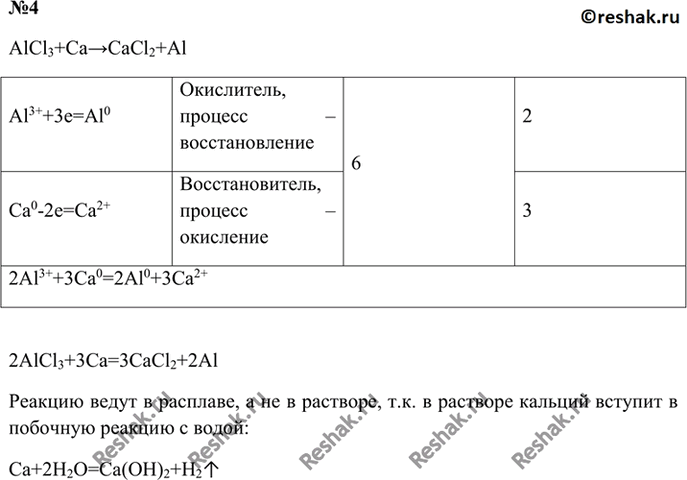 Изображение 4. Для получения алюминия из АlСl3 в качестве восстановителя можно использовать кальций....